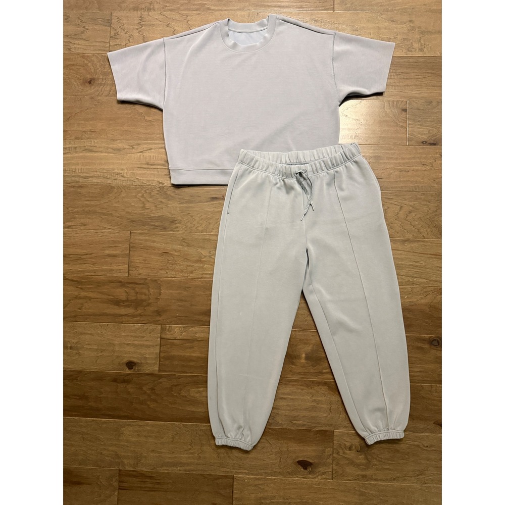 Yogalicious Lounge Set Women XL Light Gray Modal Blend Solid Relaxed Jogger Set